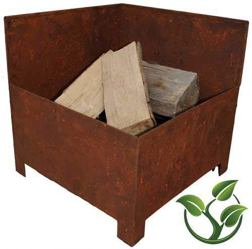 mgc24® Feuerkorb für Garten und Terrasse | eckig ca. 38x38x38cm | Stahl Rostoptik eckig 38x38x38cm,