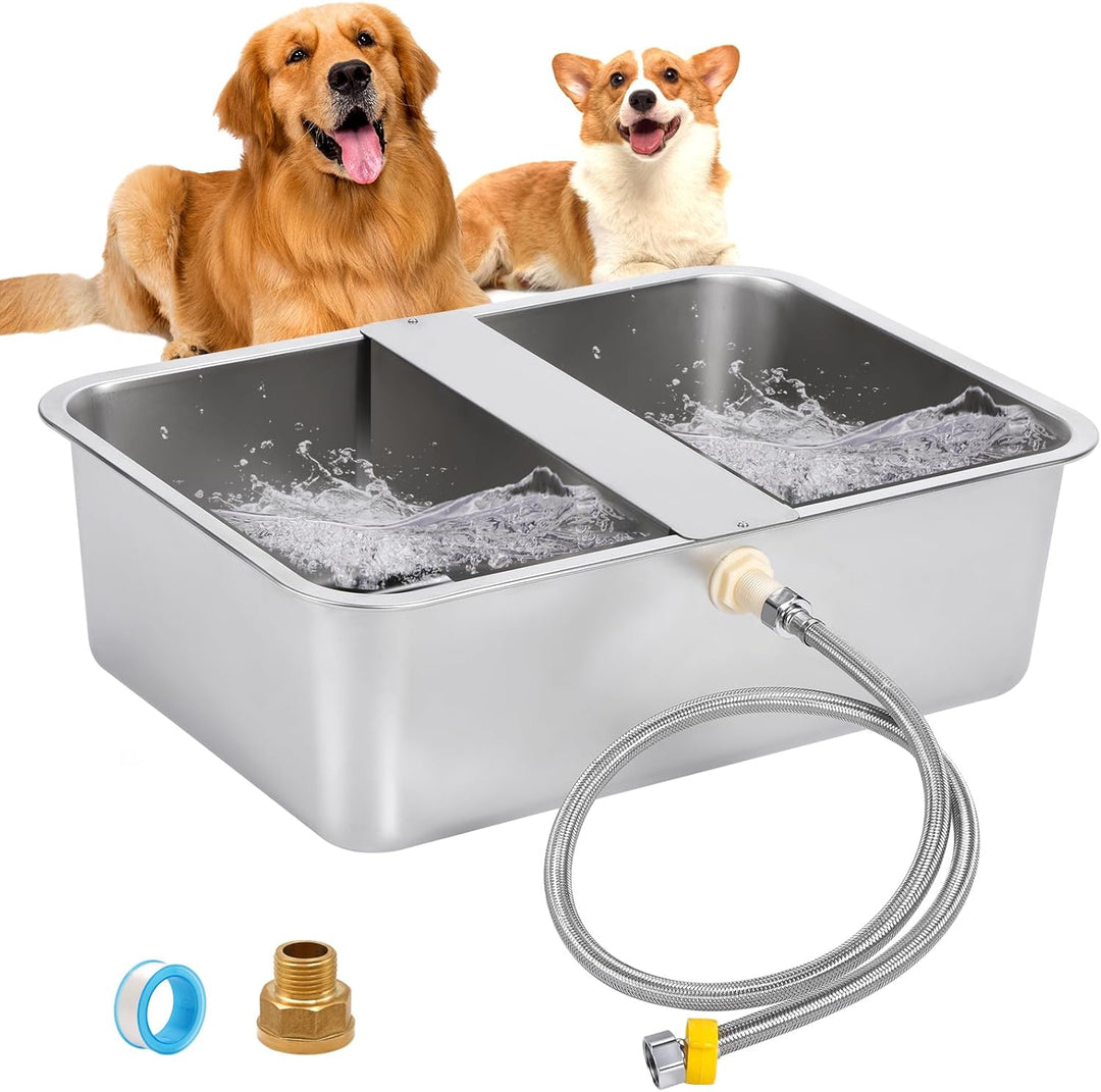 Hundebecken Automatischer Hundewasserspender,25 Liter Hundewasser im Freien Edelstahl-Wassernapf für