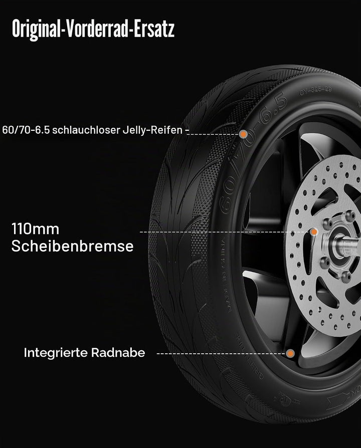 60/70-6,5 Vorderachssatz kompatibel mit Segway Ninebot F2 / F2Plus / F2 Pro, volle 10-Zoll-Vorderräd