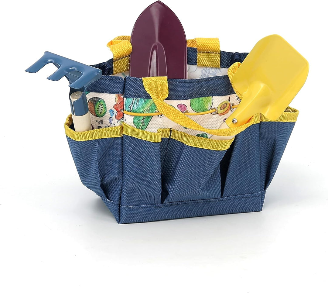 Vilac 3804G Pflanzgefäss-Set für Blumenkübel und Rechen aus Holz und Metall + Aufbewahrungstasche, i