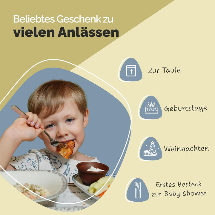 WMF Kinderbesteck mit Gravur 4-teilig - Tiere Motiv - Personalisiertes Kinderbesteck Edelstahl, Kind