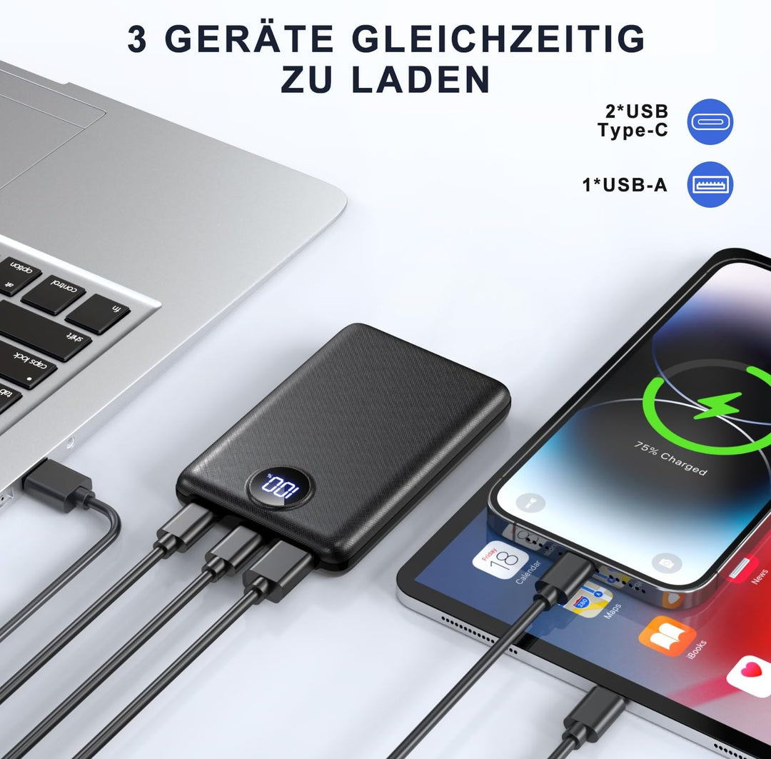 Power Bank Fast Charging 15000mAh, 22.5W Portable Charger(USB-C Input & Output), PD 3.0 QC 3.0 Exter