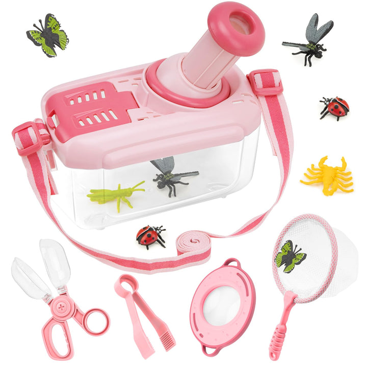 Forscherset für Kinder ab 4, Entdecker Set mit Insekten Beobachtungsbox, Lupenglas Kinder, Insektenf