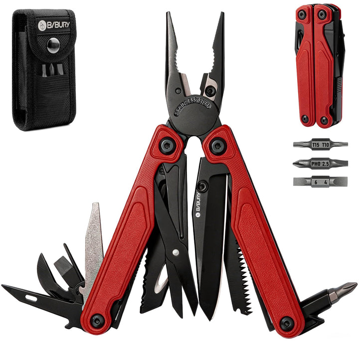 BIBURY 25-in-1 Multitool Multifunktionszange, YG12 Hartmetall-Schneide, G10-Griff, 3Cr13 Edelstahl,