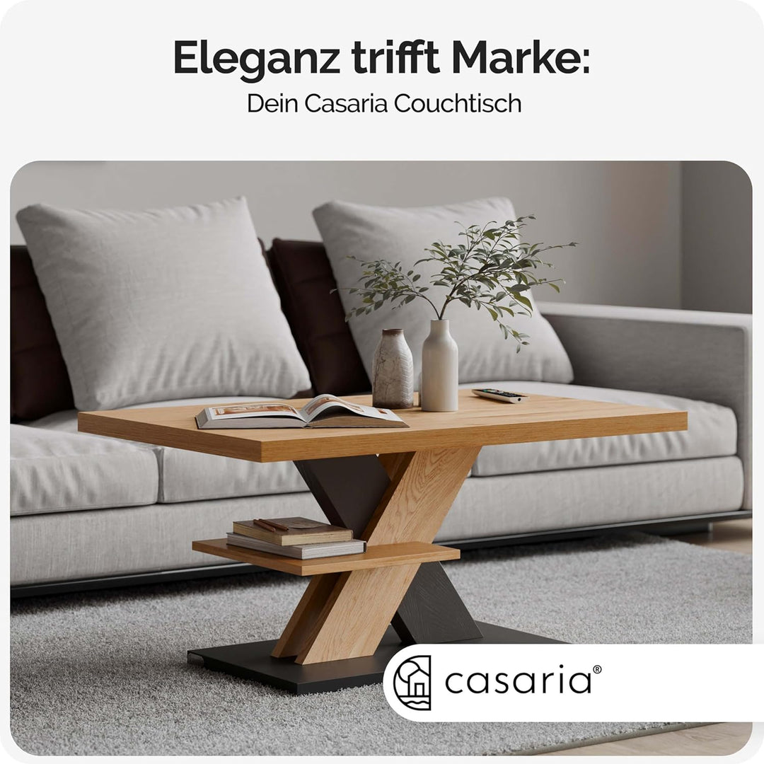 Casaria® Couchtisch Grau Holz Stauraum Ablage Kratzfest Modern Rechteckig 50kg Belastbar Beistelltis