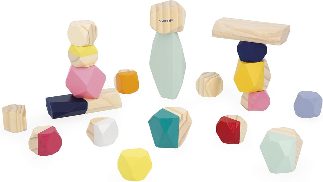 Janod - Bausteine aus Holz - Kollektion Sweet Cocoon - Baby- und Kleinkindspielzeug Farbe auf Wasser
