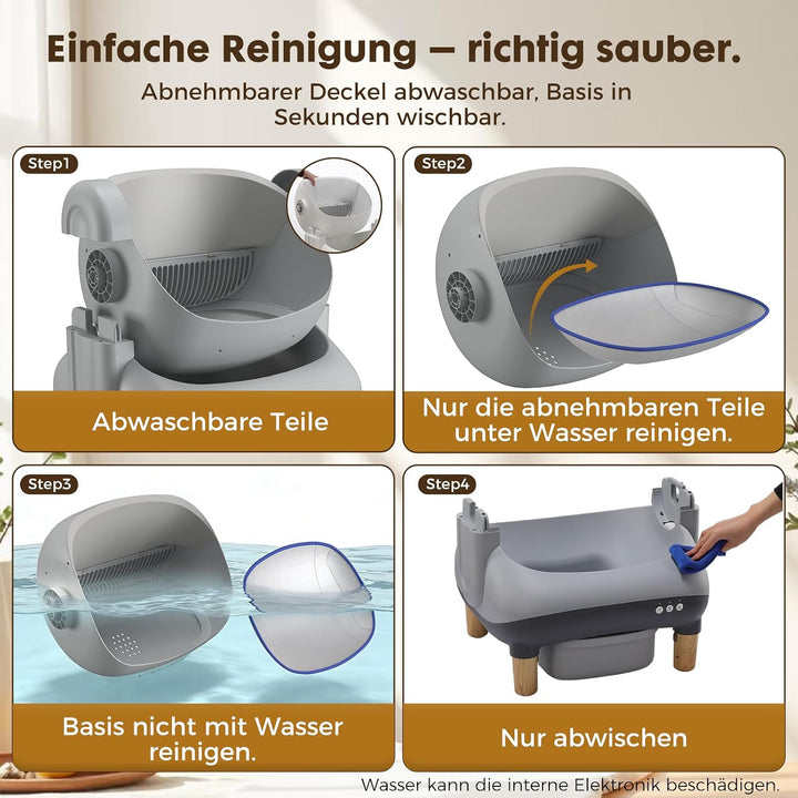 GTPLAYER Katzenklo Selbstreinigend, Selbstreinigende Katzentoilette mit Offenem Design, App-Steuerun