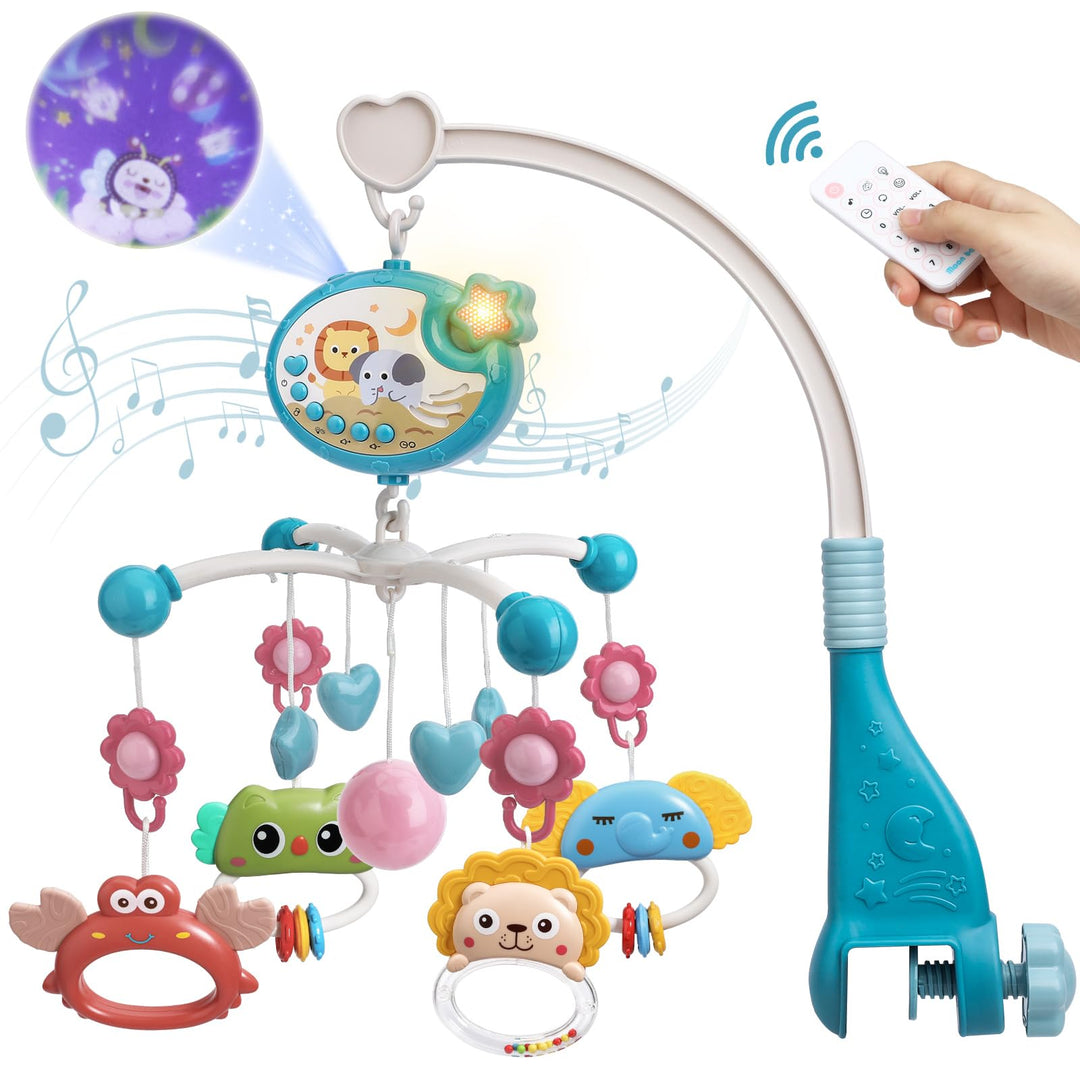 Mini Tudou Baby Mobile,Mobile Babybett mit Timing-Funktion & Stern Projektor,Fernsteuerung Spieluhr