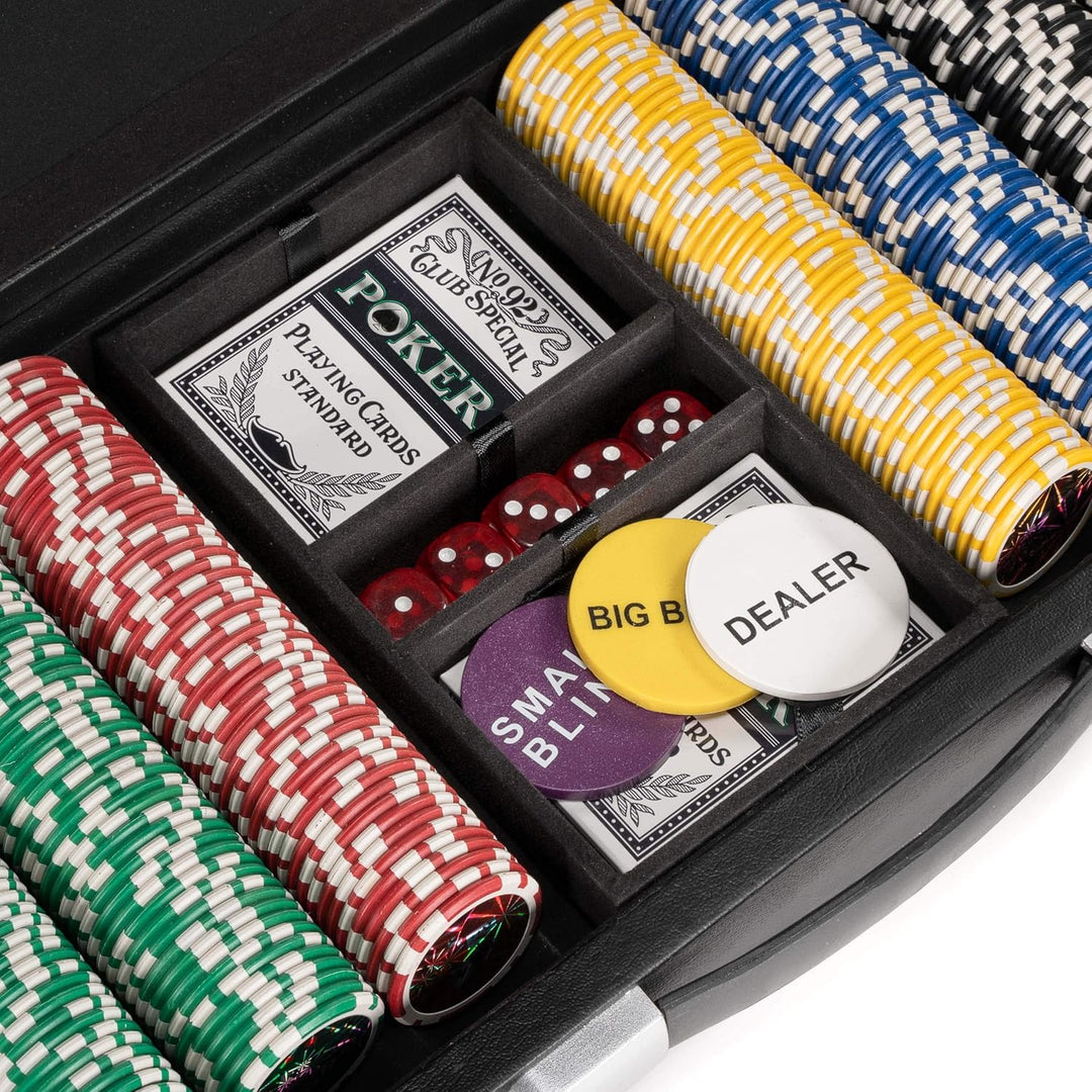 Nexos Trading Pokerkoffer Leder Deluxe mit 500 Ocean Champion Chips abgerundet hochwertige Metallker