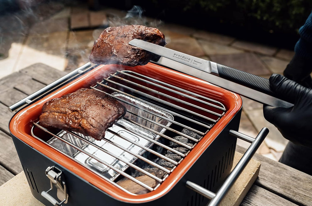 everdure by heston blumenthal Premiumpinzette mit Softgriff Grösse L I Grillpinzette aus gebürstetem