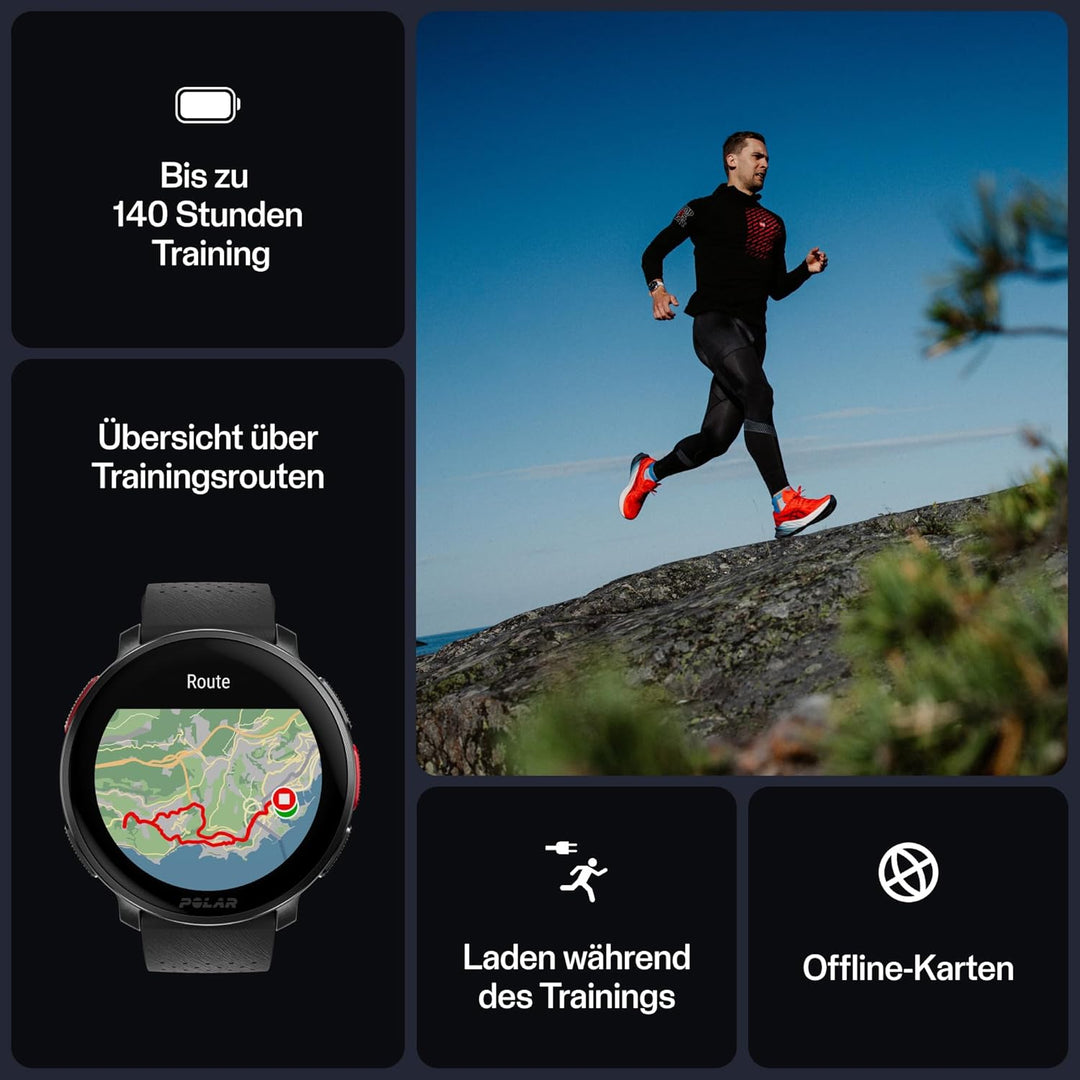 Polar Vantage V3 GPS-Sportuhr mit Herzfrequenzmessung – Erweiterte Akkulaufzeit, Offline-Karten, mit