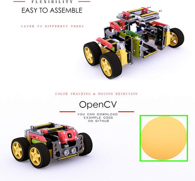 Adeept AWR 4WD WiFi Smart Robot Car Kit for Raspberry Pi 4/3 Model B+/B/2B, DIY Robot Kit for Kids a