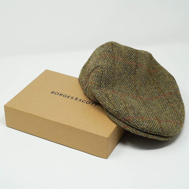 Borges & Scott Nevis Schirmmütze – Schiebermütze aus 100% handgewebter Wolle - Harris Tweed - wasser