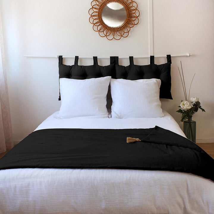 Enjoy Home Kopfteil Stoff 70 x 9 x 45 cm, schwarz, 9 X 45 CM, Schwarz