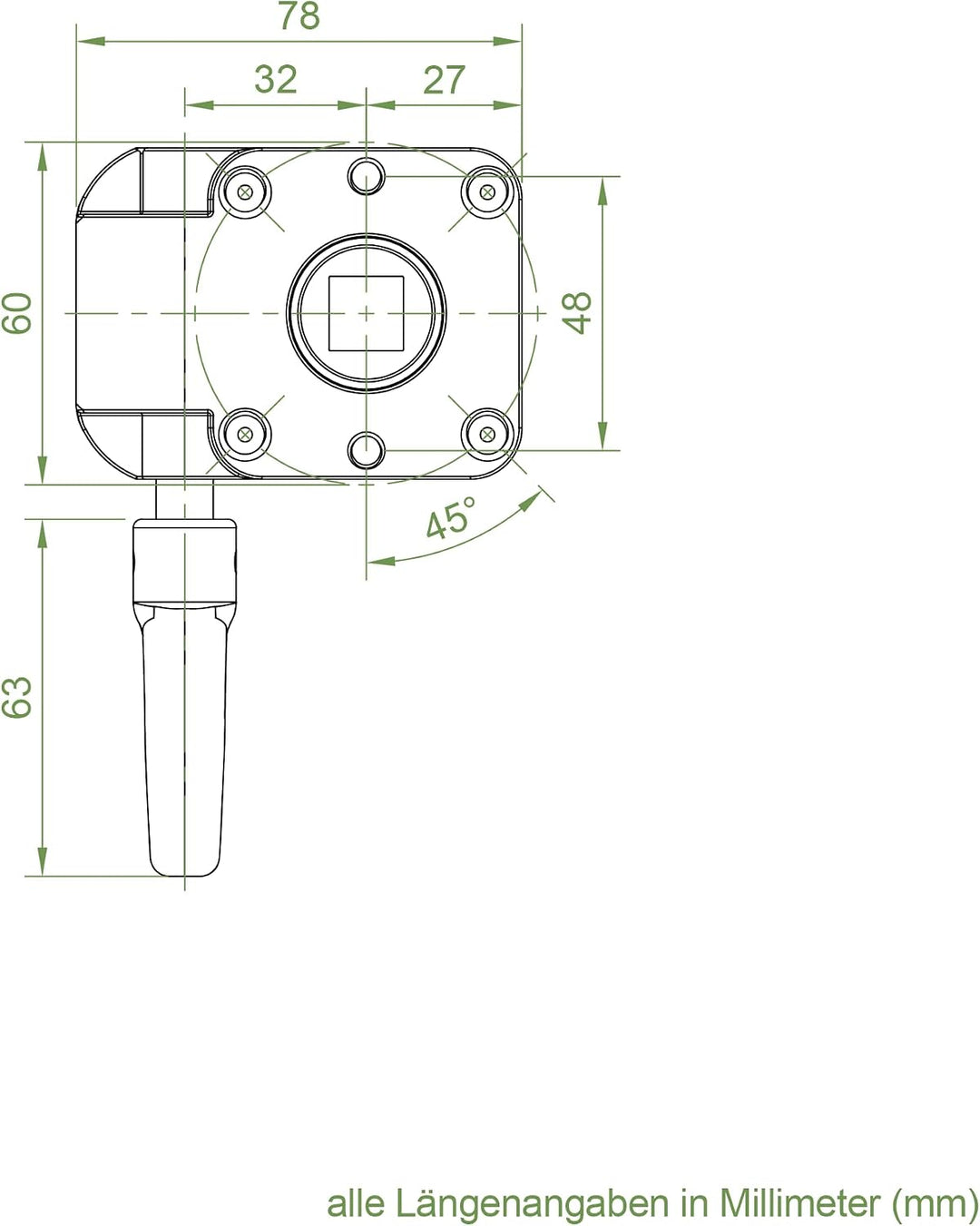 DIWARO.® | Schneckengetriebe für Markisen | Untersetzung 7:1 | blank | 13mm Innenvierkant | Markisen