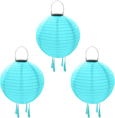 Solar Lampions Aussen Wetterfest，Himmel 3 Stücke Solar LED Laterne Wasserdicht Nylon Hängende Garten