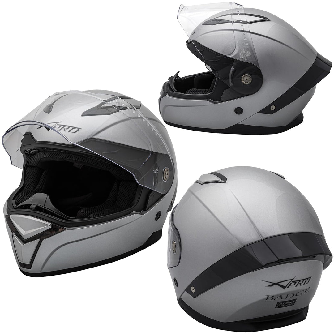 Integralhelm Motorradhelm Rollerhelm Anti-Kratz-Visier Touring Sport 59-60 cm ( L) Silber, 59-60 cm