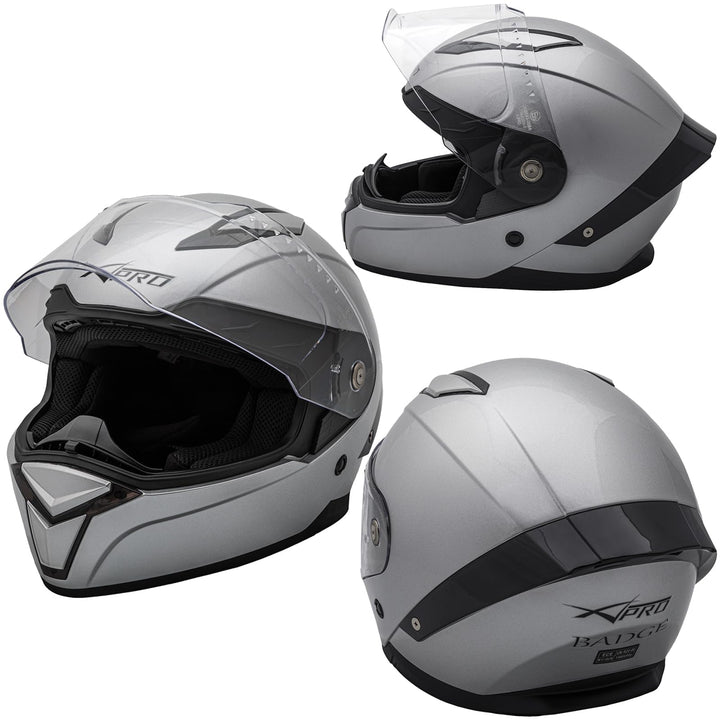 Integralhelm Motorradhelm Rollerhelm Anti-Kratz-Visier Touring Sport 59-60 cm ( L) Silber, 59-60 cm