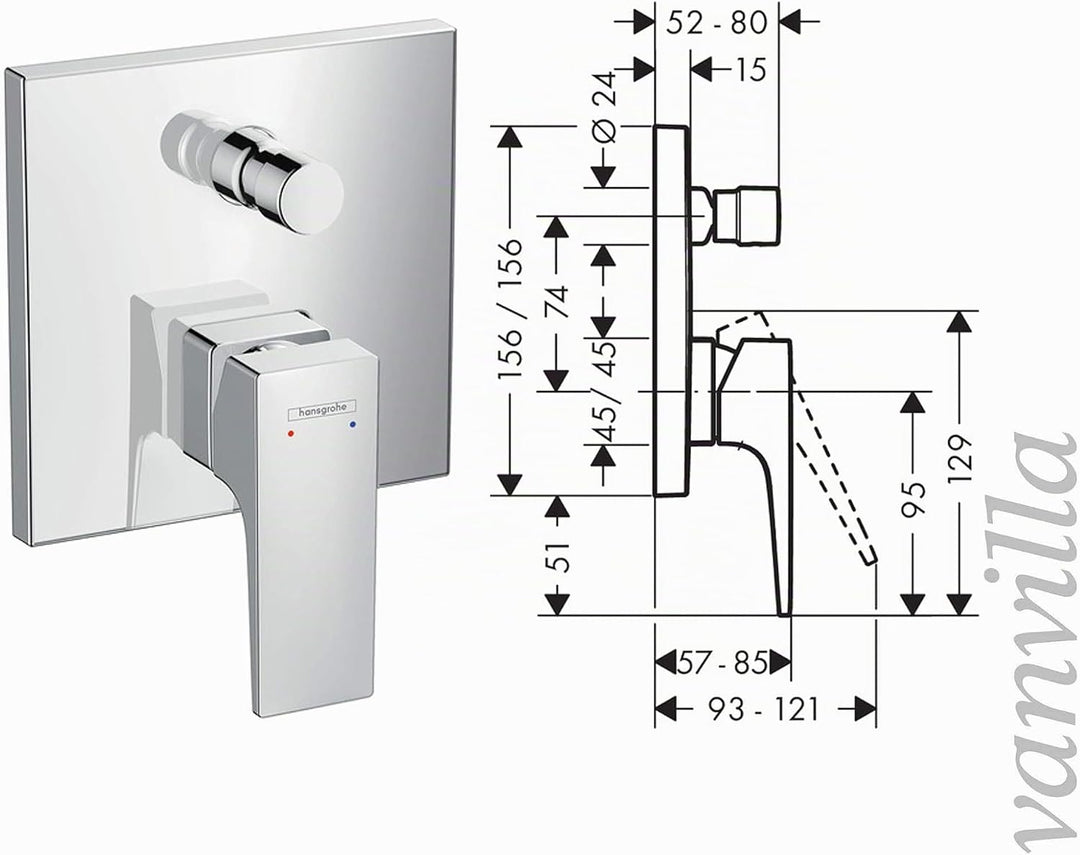 vanvilla Duschsystem mit Unterputz Duscharmatur von Hansgrohe Metropol Einhebelmischer und vanvilla