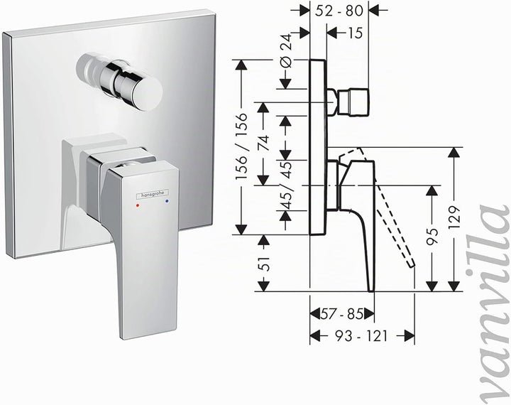 vanvilla Duschsystem mit Unterputz Duscharmatur von Hansgrohe Metropol Einhebelmischer und vanvilla