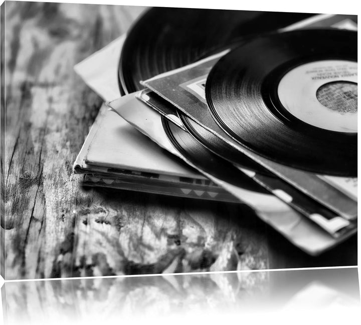 Pixxprint Monocrome, Mixtape, Schallplatte, DJ, Format: 100x70 auf Leinwand, 100x70