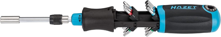 HAZET Bit Ratschen-Schraubendreher 810R-4 | integriertes Bithalter-Magazin mit 12 Bits - Ratschenfun