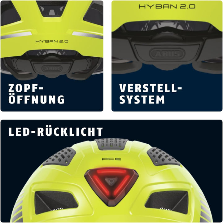 ABUS Stadthelm Hyban 2.0 ACE - Fahrradhelm mit Visier, Licht und ABS-Hartschale - für Damen und Herr