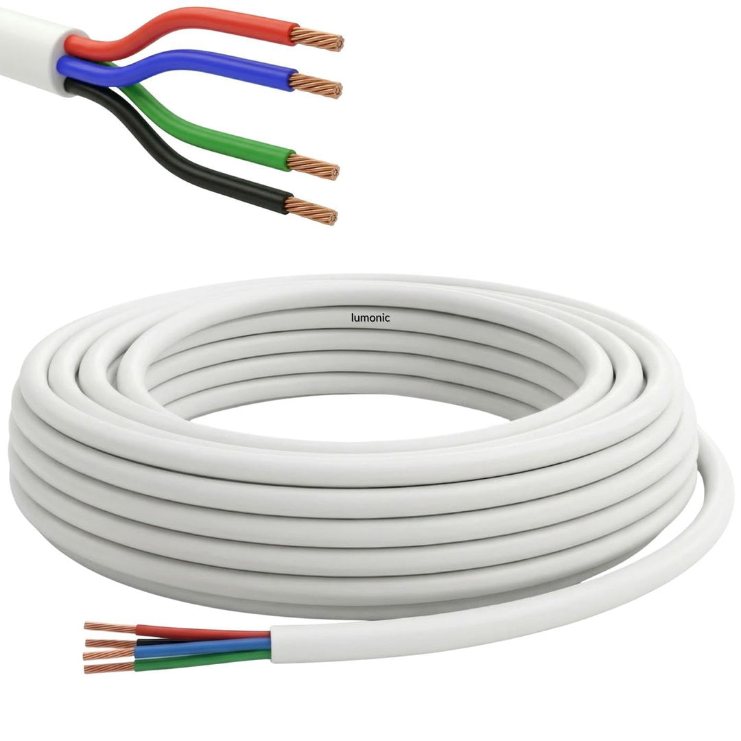 Lumonic 4x 0,34mm² LED Steuerleitung weiss 20m I ummanteltes 4 adriges Kabel flexibel I Geschirmtes