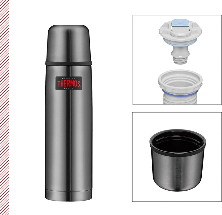 THERMOS LIGHT & COMPACT BEVERAGE BOTTLE 0,75l, stone grey, Thermosflasche Edelstahl, Isolierflasche