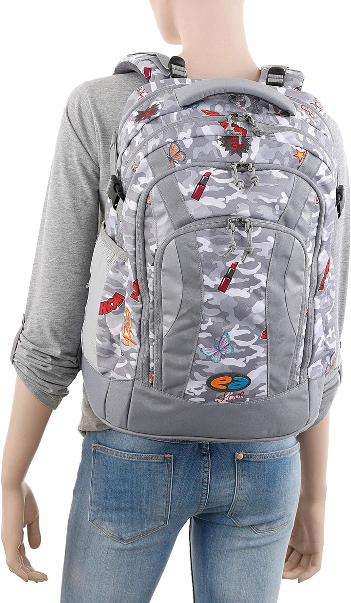 YZEA Schulrucksack AIR Net mit Atmungsaktiven Netzrücken 1,1 Kg + Adressanhänger Bowatex