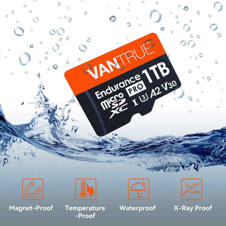 VANTRUE 1TB microSD Speicherkarte, UHS-I U3 4K, inkl. Adapter, Kompatibel mit Dashcam, Smartphone, T