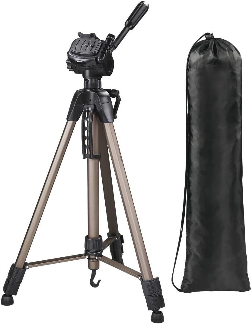 Hama Kamera Stativ Star 62 (Einstiger Dreibeinstativ mit 3-Wege-Kopf, Fotostativ mit 64-160cm Höhe,