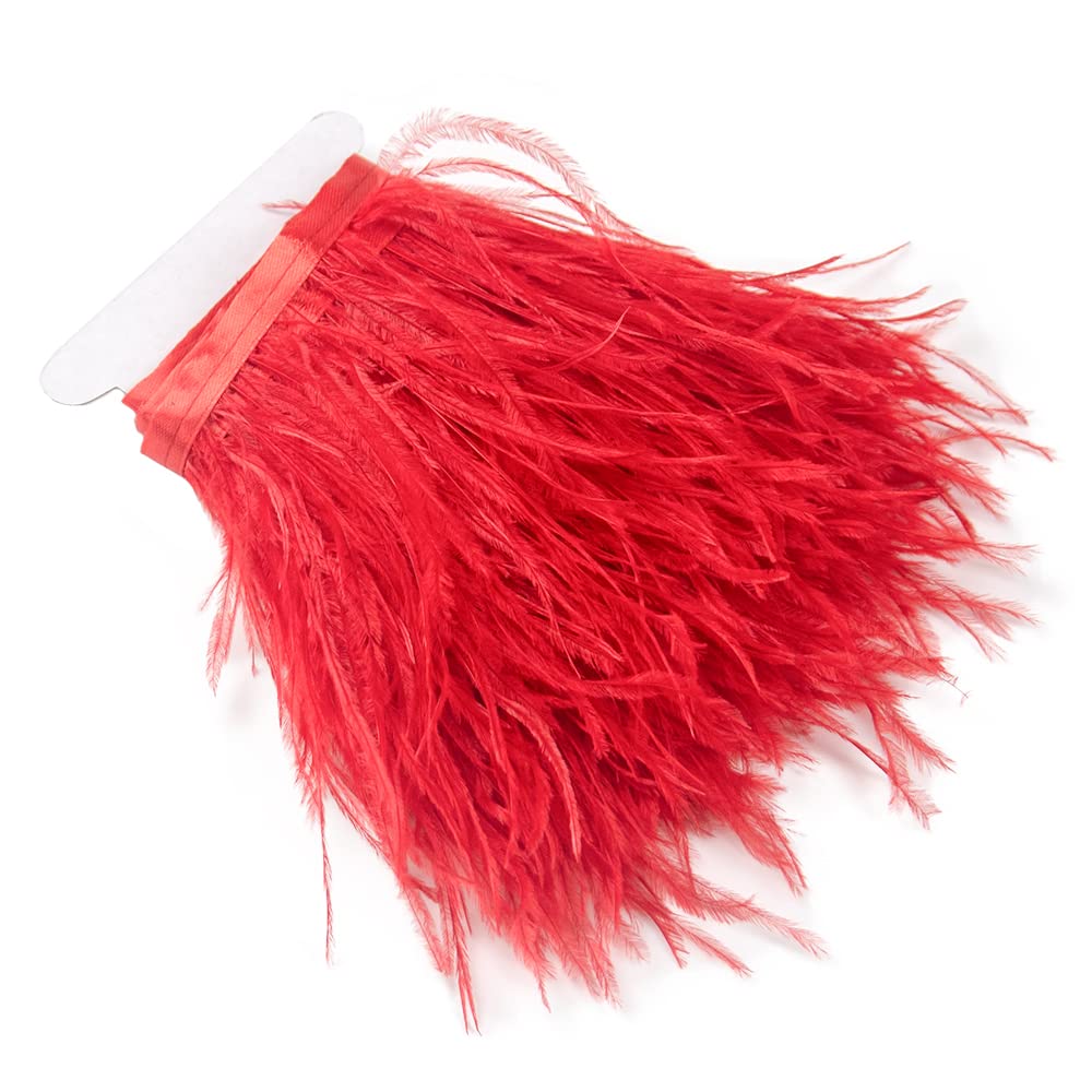 3 Yards 10–15 cm grosse rote Straussenfedern Trim Fransen für DIY Kleid Nähen Handwerk Kostüme Dekor