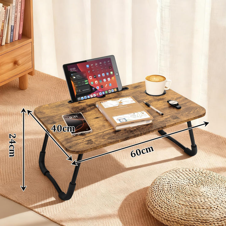 Lap Desk Klappbarer Laptop-Tisch Tragbarer Betttisch mit Halterungen für Tassen und Tablets Kleine p