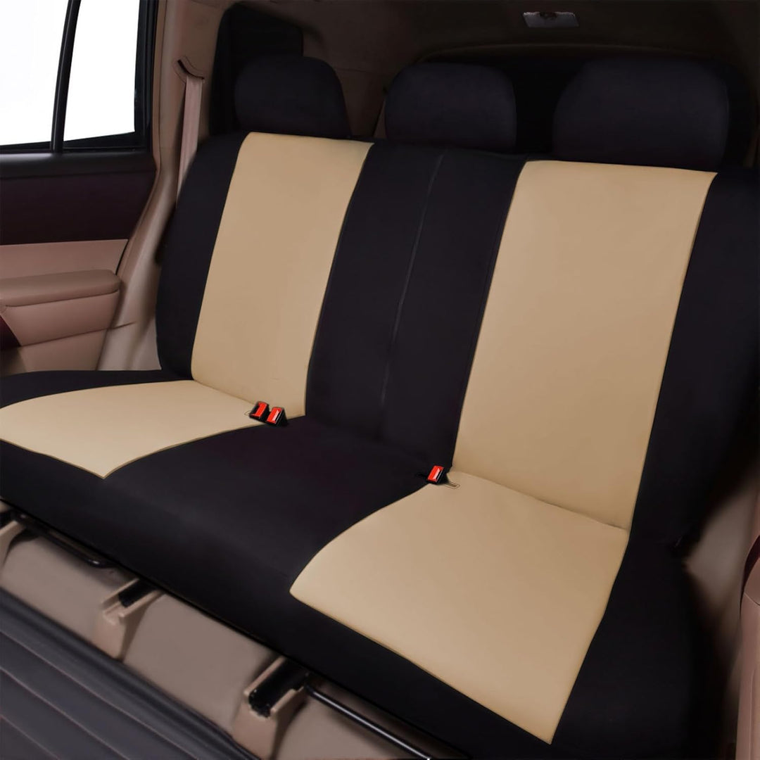 Flying Banner Stoff Autositzbezüge Komplettset Universal Set mit Airbag (Vollständige Reihe, Beige u