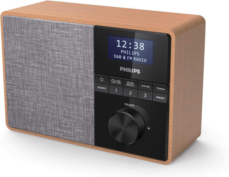 Philips R5505/10 Radio Mit Bluetooth (Holzgehäuse, DAB+/UKW-Radio, 3"-Breitband-Lautsprechertreiber,