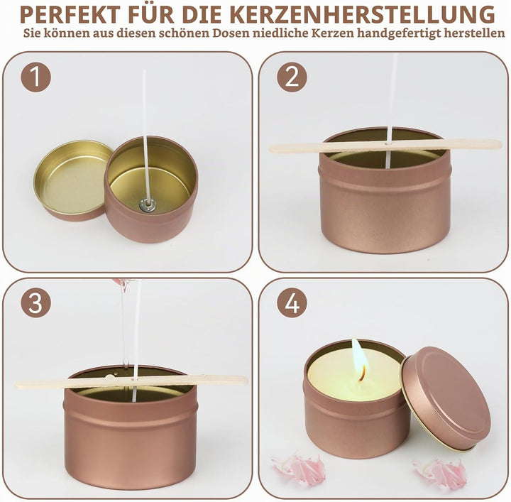 HOCUCHELAND 15 Stück Kerzendosen, 120ml Kerzenbehälter Runde Weissblech Kerzengläser zum Kerzen Gies