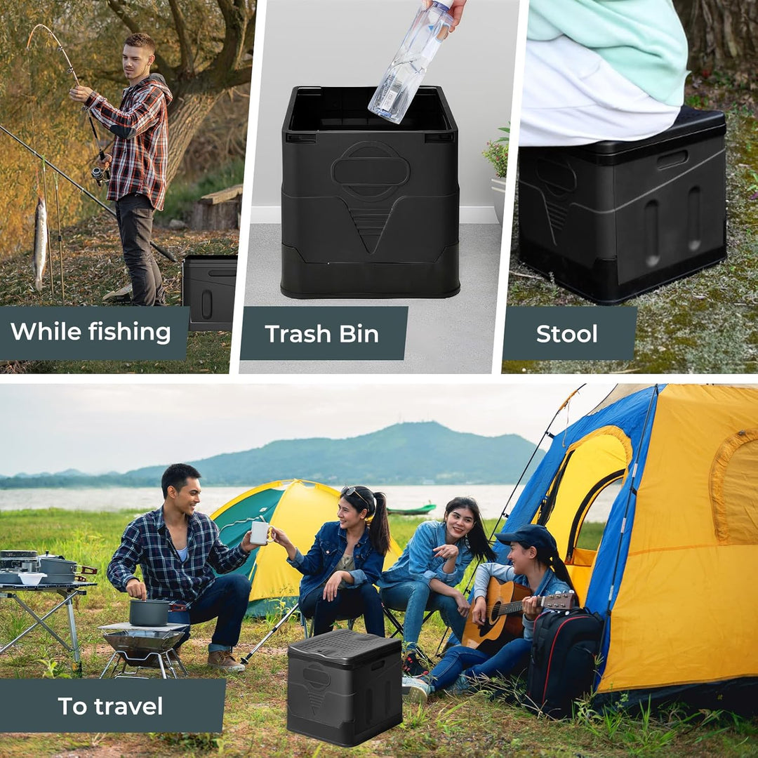 Tragbares Klapptoiletten-Set, 25 L Gross, Maximale Tragung 150KG, 24 Beutel Müllbeutel,Transporttasc