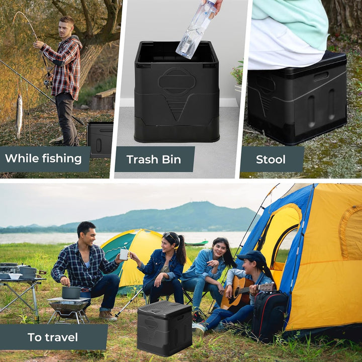 Tragbares Klapptoiletten-Set, 25 L Gross, Maximale Tragung 150KG, 24 Beutel Müllbeutel,Transporttasc