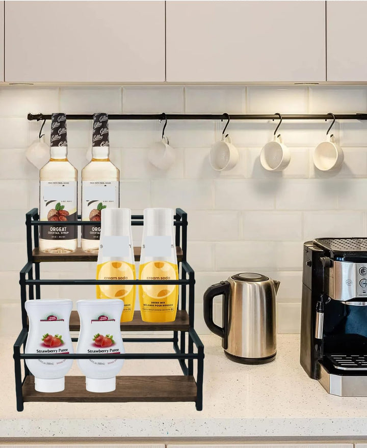 3-Tiers Kaffee Sirup Organizer Rack, Kaffeesirup-Zubehör, Holds 12 Bottles, Sturdy Stand für Kaffee