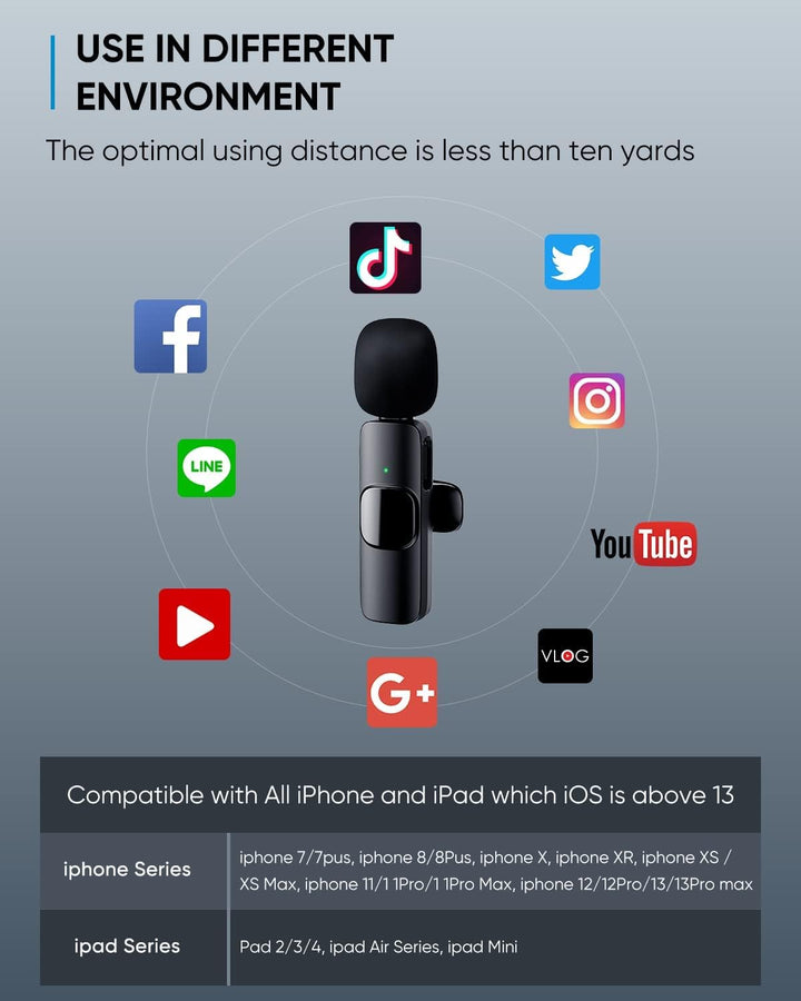 Gilye Mikrofon, Lavalier Mikrofon für iOS/Android, Mini Microphone Plug & Play, Lavalier Mikrofon Wi