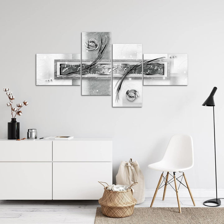 Runa Art Bild XXL 4 Teilig Abstrakt 200 x 100 cm Kunstdruck auf Vlies Leinwand Wanddeko Wohnzimmer S