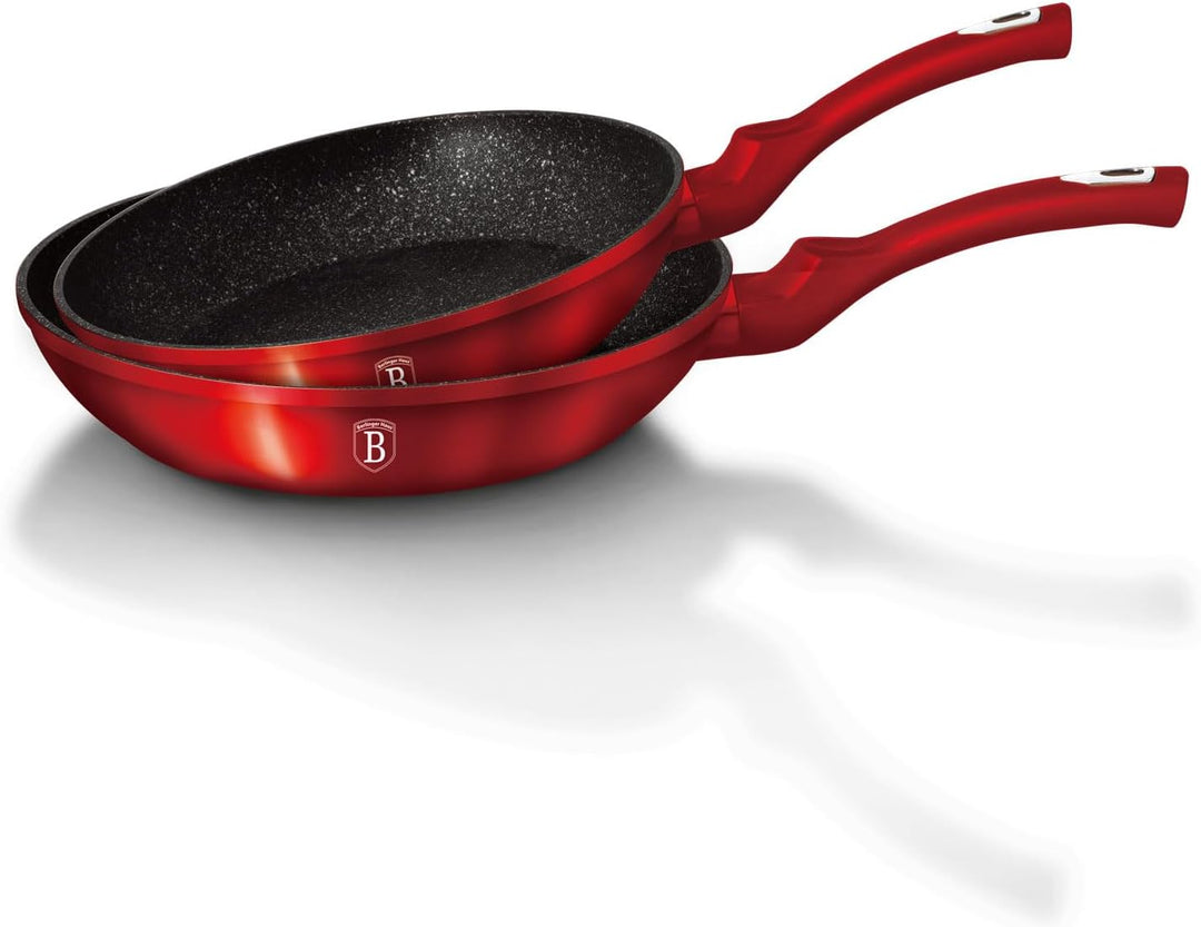 BerlingerHaus Haus Burgundy 2er Set Bratpfannen Induktion 22-26cm, Aluminium, Antihaftbeschichtung Ö
