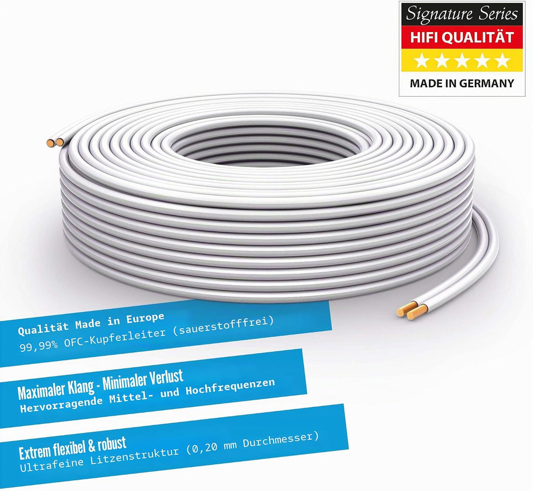 PureLink Lautsprecherkabel OFC 2 x 2,50mm² (0,20mm), 30,0m, weiss 30,0m 2 x 2,50mm² (0,20mm) weiss,