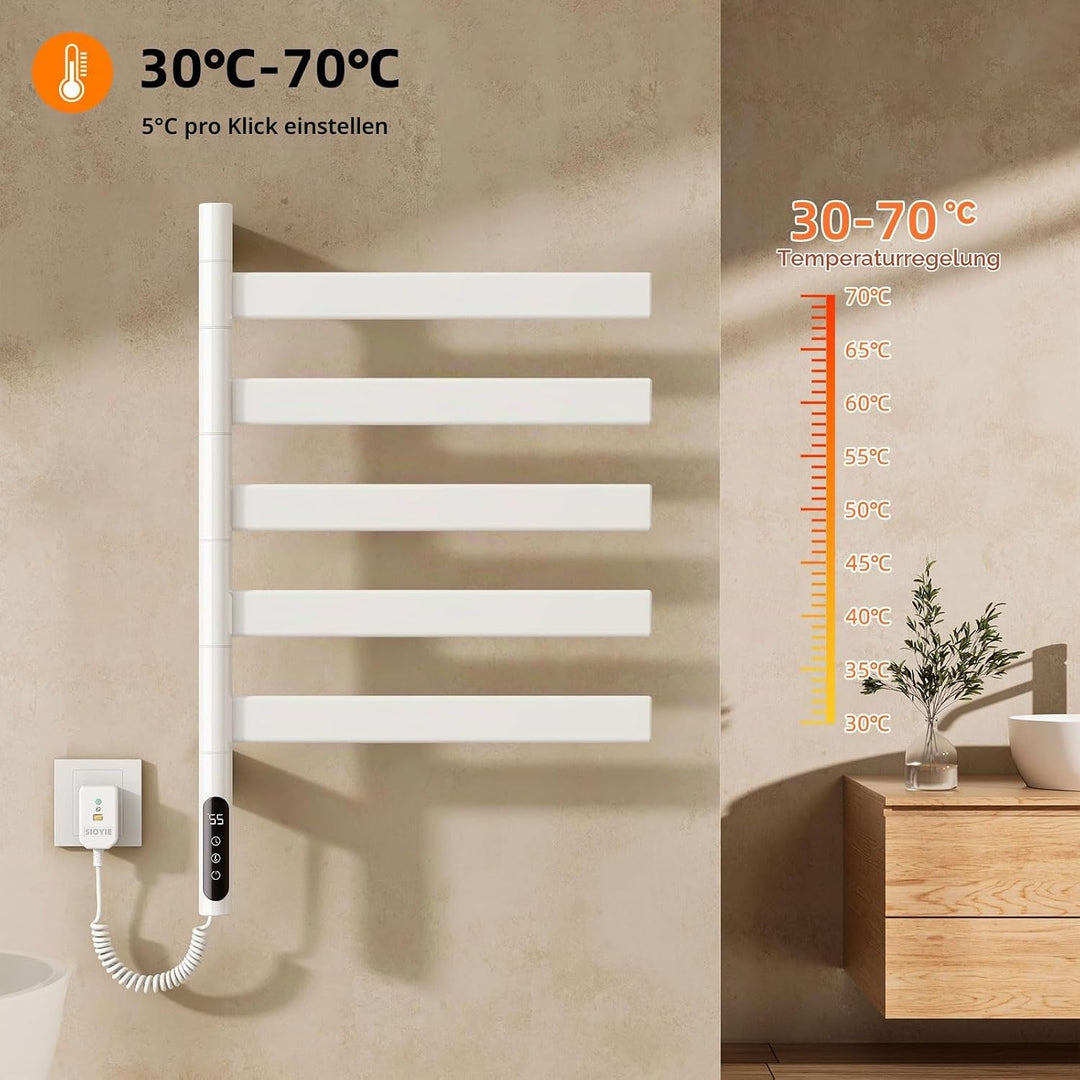 Handtuchheizkörper 180° Drehung Elektrisch Handtuchwärmer Handtuchtrockner 450×680mm 120W Weiss Elek