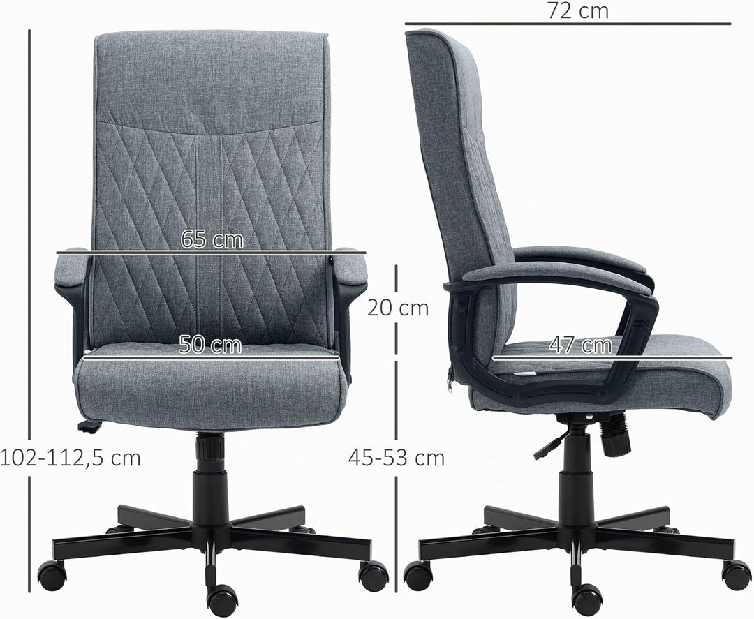 Vinsetto Bürostuhl mit Wippfunktion, Ergonomischer Schreibtischstuhl, Höhenverstellbarer Computerstu
