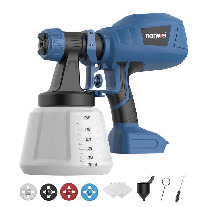 NANWEI Akku-Farbspritzgerät, kompatibel mit Makita 18-V-Akku, farbsprühsystem mit 1200-ml-Behälter,