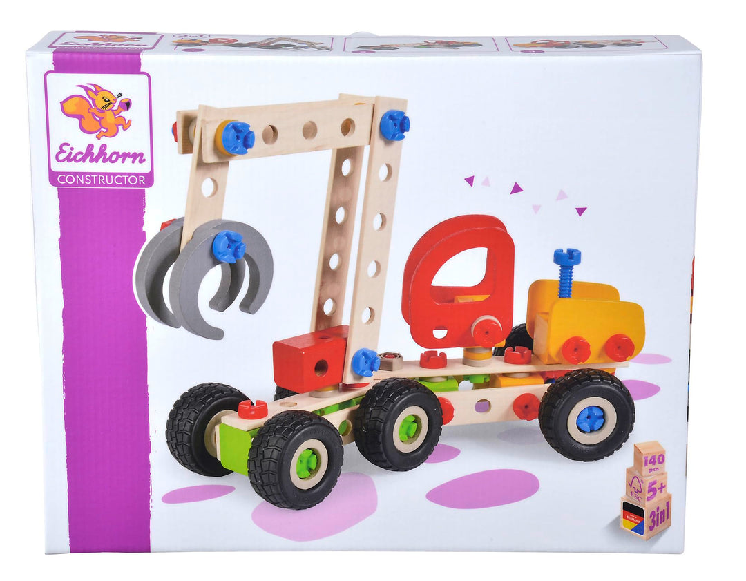 Eichhorn 100039058 - Constructor Harvester, 140-tlg., Holz Konstructions-Set, 3 Verschiedene Modellv