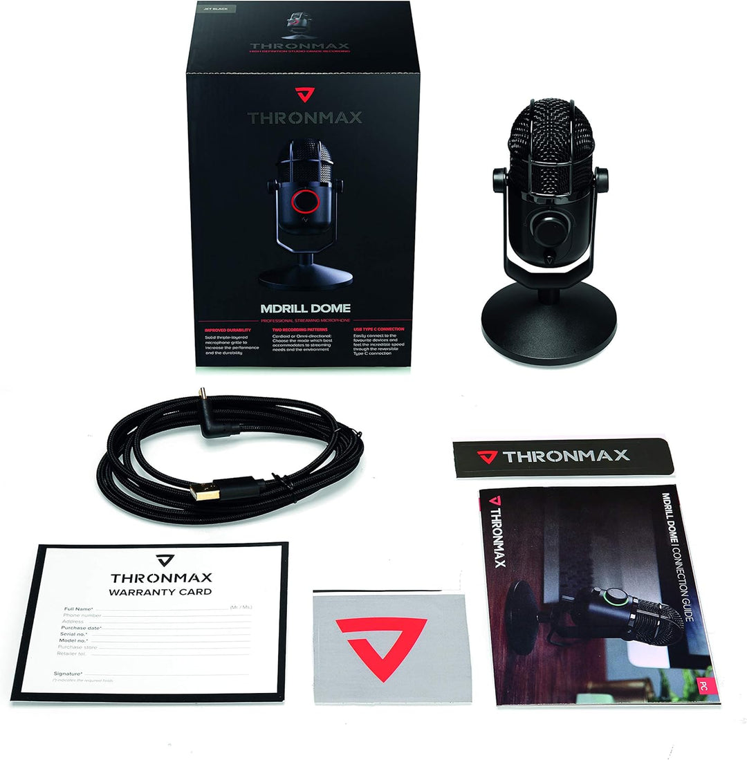 Thronmax Mdrill Dome (M3) Kondensator Mikrofon (Schwarz) für professionelle HD Aufnahmen (48kHz) in