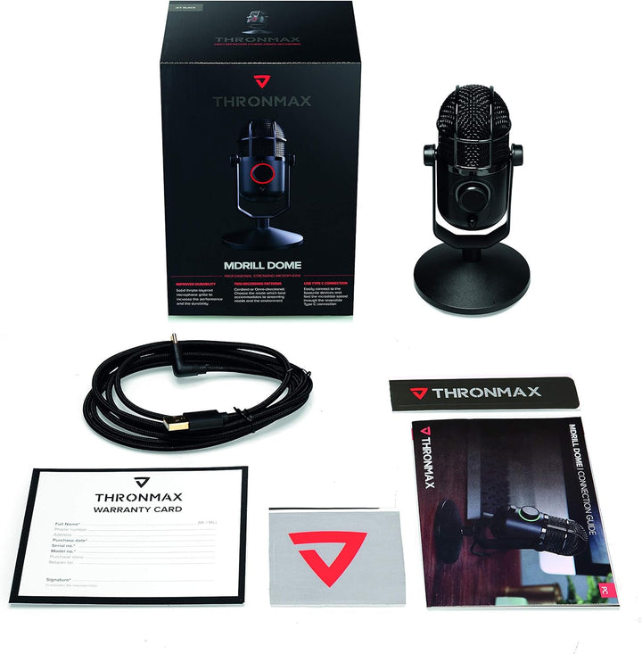 Thronmax Mdrill Dome (M3) Kondensator Mikrofon (Schwarz) für professionelle HD Aufnahmen (48kHz) in